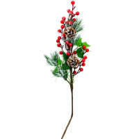 Ветка декоративная с шишками и ягодками 60см HD21-142
