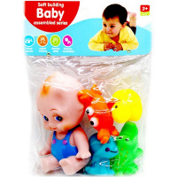 Набор для купания 23х17см 5шт/уп., (в комплекте пупс + 4 игрушки) пвх Y9671-19