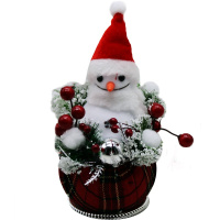 Сувенир Снеговик с веточками 20х14см красный Y10079-24
