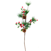 Ветка декоративная с шишками и ягодками 58см HD21-169