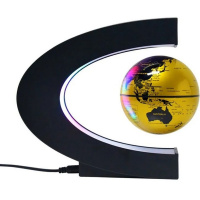 Глобус парящий 19,5х19,5см золотистый, на подставке, подсветка, пластик EV-C-4-GLD