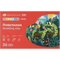 Пластилин 36 цветов 540гр. "Цветик" со стеком, картон 32412338