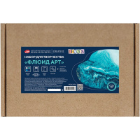 Набор для рисования "Флюид Арт.Море" (краски, медиум, холсты, стаканы, перчатки, палочки, блестки)