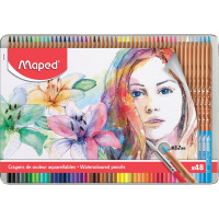Карандаши акварельные 48 цветов "Artist" с кисточкой, в металлическом футляре 832448