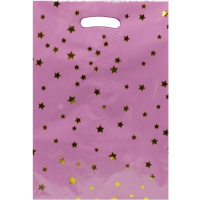 Пакет подарочный "Звезды" 17,5х25см фольга розовый Y9006-19