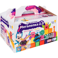 Набор д/лепки из теста 20 цветов 50гр. 40шт. "Мегалепка 2.0" (12 формочек, 2 стека, скалка, аксессуа