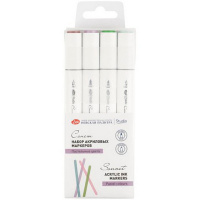 Набор маркеров акриловых двусторонних "Пастельные цвета" 4 цв, пулевидный наконечник/кисть