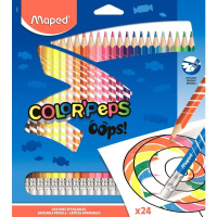 Карандаши 24 цвета "Color'Peps Oops" трехгранные пластиковые, с ластиком, картон 832824