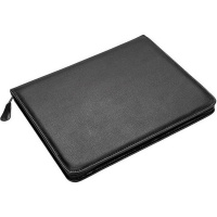 Папка на молнии "Лидер" 34х26х2см 1 отделение, искусственная кожа, черная 123