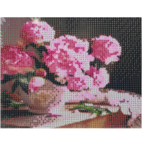Алмазная мозаика 20х25см "Пионы в белой вазе" полная выкладка ZH5826