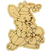 Подвеска "Заяц с морковкой" 9см фанера 3мм 700019