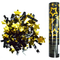 Хлопушка безопасная 20см, пневматическая, Голливуд черные/золото, фольга 6057756