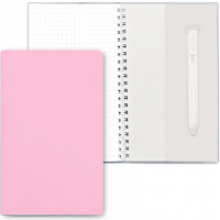 Блокнот 110х190мм 48л розовый в точку, на спирали, съемная силиконовая обложка, с ручкой 2526.П-121
