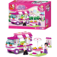 Конструктор "Розовая мечта. Мобильный ресторанчик" 102 детали 14х19х4,5см пластик (2 фигурки) M38-B0