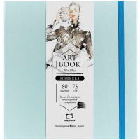 Скетчбук 20х20см 80л 75г/м2 "Fashion" для маркеров, на резинке, твердая обложка, лазурный 401126