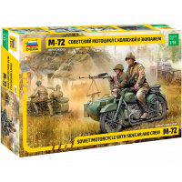 Модель "Советский мотоцикл М-72 с коляской и экипажем" 6,8см 138 детелаей 3639