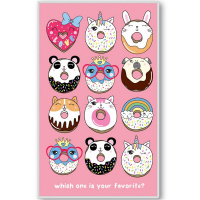 Блокнот 110х190мм 48л "Пончики" в точку, на спирали, съемная силиконовая обложка, с ручкой 2526.П-11