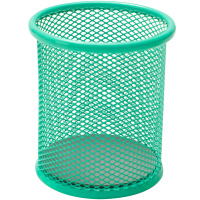 Подставка д/канц.принадлежностей d-9х10см сетчатая металлическая, бирюзовая Е9153