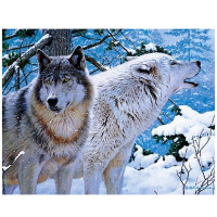 Алмазная мозаика 21х25см "Два волка" частичная выкладка ZS2220