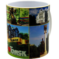 Кружка 350мл "Виды Томска №3. Я люблю Томск! Достопримечательности города" белая, керамика