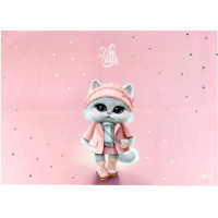 Пленка для труда "Кошечка в пальто" 50х70см, розовая с рисунком пвх 130мкм 69111