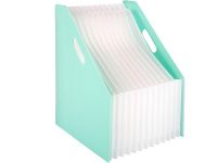 Лоток д/бумаг вертикальный 13 отделений "Macaron" складной, пастельный зеленый, полипропилен EB41102