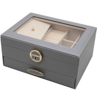 Шкатулка 23х17х10,5см кожзам серая Y10609-24