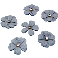 Цветок декоративный Фиалка 4см с камнем, серый 6шт/уп. Y9512-19