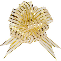 Бант - шар 5см диаметр 13см Полосы матовый золото Y7014-18