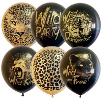 Шар воздушный 30см(12") Wild Party BLACK&GOLD ассорти 6073275