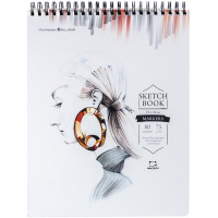 Скетчбук 19х24см 80л 75г/м2 "Sketch" евроспираль сверху, твердая обложка 401128