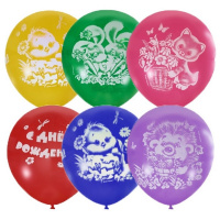 Шар воздушный 30см(12") Пастель+Декоратор С Днем Рождения Детская (растр) 4ст. 6040772