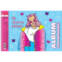 Альбом для рисования А4 32л "Модные девочки" на спирали перфорация на отрыв, 5 дизайнов 074773