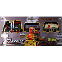 Железная дорога Паровоз + 2 вагона, 49х24см, пластик, 15 деталей (свет, звук) LT380117