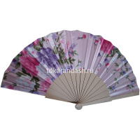 Веер 23см сиреневый, ткань/дерево Y10618-24