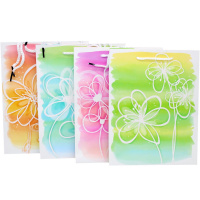 Пакет подарочный "Цветы" 18х23х10см 4 цвета 3052