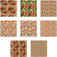 Бумага упаковочная 70см х 1м "Новогодняя" односторонняя крафт 8 дизайнов NKWP-04