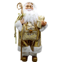 Дед Мороз 60см в золотой шубе, с подарками и посохом Y10133-24