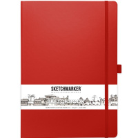 Скетчбук 21х30см 80л 140г/м2 красный, на резинке, твердая обложка "Sketchmarker" 2314205SM