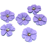 Цветок декоративный Фиалка 4см с камнем, сиреневый 6шт/уп. Y9512-19