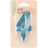 Свеча д/торта "Грани. Цифра 4" синяя бирюза 7см 1914