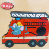 Пазлы "Собери картинку. Пожарная машина" 14,5х14,5см дерево, 10 видов 11411-24