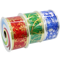 Лента упаковочная органза 3,8см х 2,7м с рисунком, цвет ассорти Y9542-19