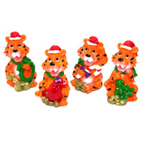 Сувенир Тигр в колпаке 9см керамика 4 вида TG047