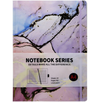 Бизнес-блокнот А4 80л "Мрамор" на резинке, линия, 7БЦ, резинка д/ручки, 4 цвета Y10897-24