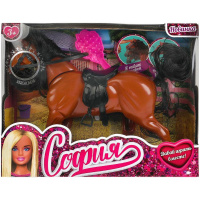 Лошадь 29см с седлом и расчёской, пластик (машет головой, издает звук) HY824738-PH-S