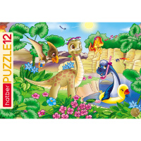 Пазлы 12 эл. "Динозаврики" 20х30см в рамке 12ПЗ4_10425/026187