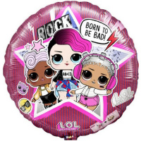 Шар возд. Круг Куклы подружки LOL Рок 18"/45см с клапаном, фольга И-451/2302776