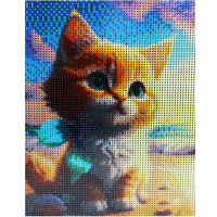 Алмазная мозаика 20х25см "Рыжий котенок на берегу" полная выкладка ZH4775
