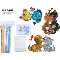 Набор для вышивания крестом 20х29см (схема, канва, игла, нитки) 12 дизайнов M-10497A